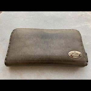 FENDI Selleria Leather Zip-Around Wallet